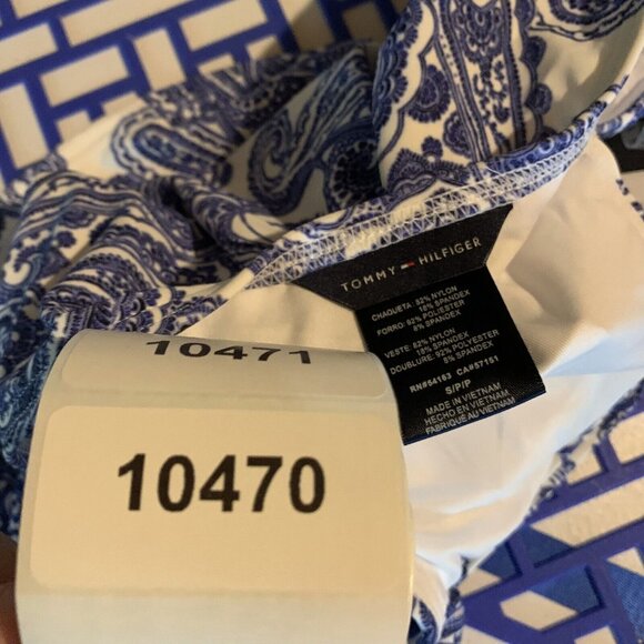 Tommy Hilfiger Halter Tankini Top Womens Small Provence Blue Paisley Print Beach - Picture 5 of 5